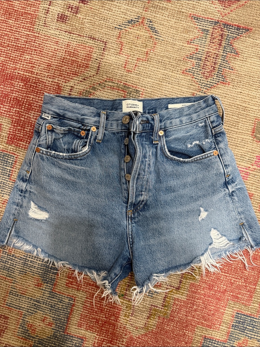 Citizens Of Humanity marlow Distressed High-Rise Denim Cutoff Shorts